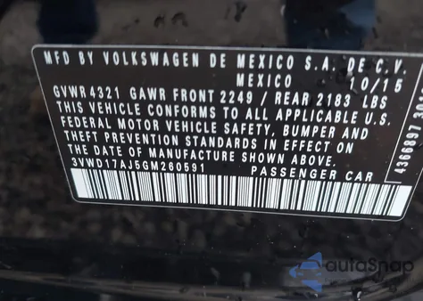 2016 Volkswagen Jetta 1.8T Sport from USA, damaged, VIN 3VWD17AJ5GM260591